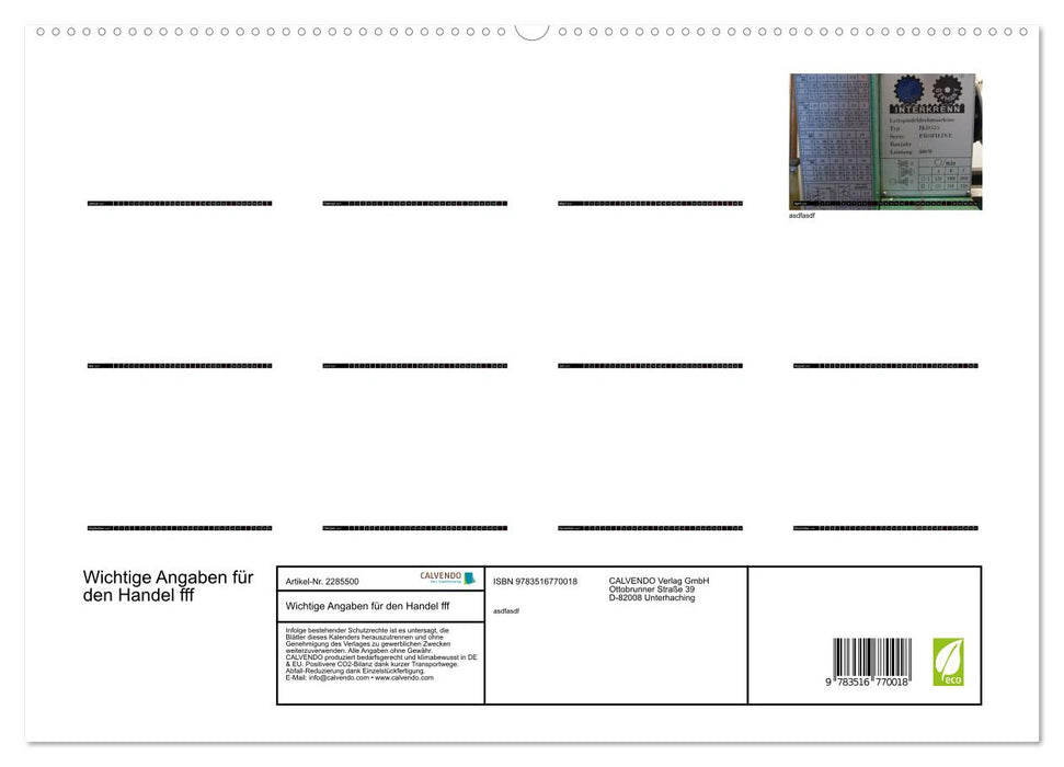 Wichtige Angaben für den Handel fff (CALVENDO Premium Wandkalender 2027)
