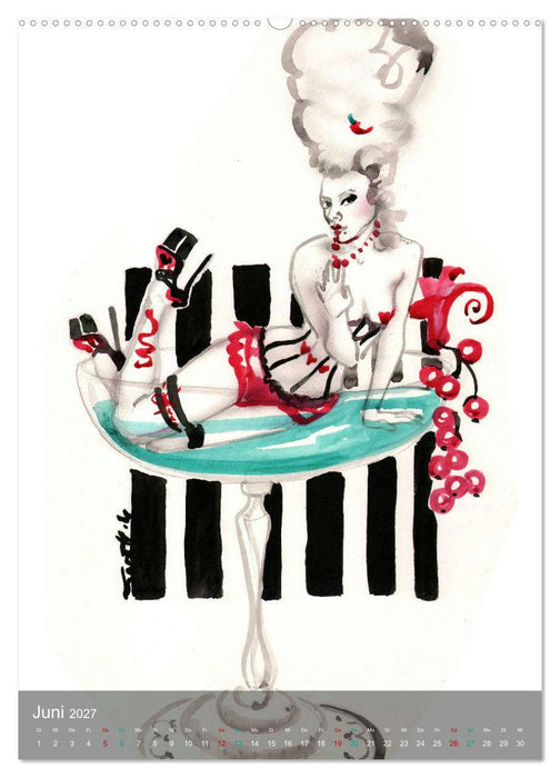 DELIKATESSEN - leckere Köstlichkeiten & kalorienarme Pin up Illustrationen, Zeichnungen, Grafiken und Malerei der Marke "Burlesque up your wall" von Sara Horwath (CALVENDO Premium Wandkalender 2027)