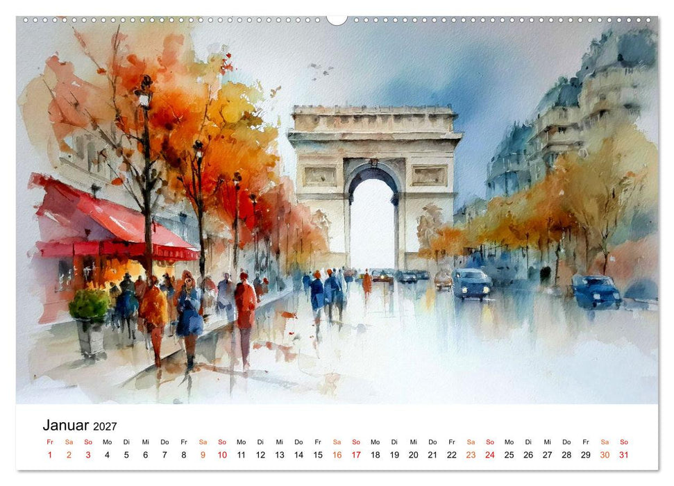 Paris in sanften Farben (CALVENDO Wandkalender 2027)