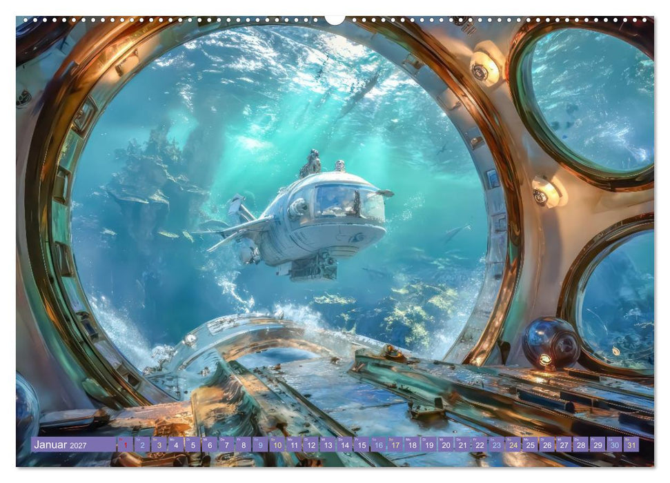 Tauche ein in die Zukunft - Science Fiction Unterwasserwelten (CALVENDO Wandkalender 2027)
