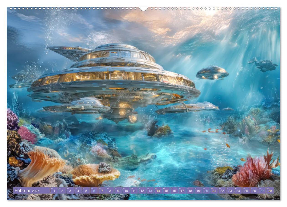 Tauche ein in die Zukunft - Science Fiction Unterwasserwelten (CALVENDO Wandkalender 2027)