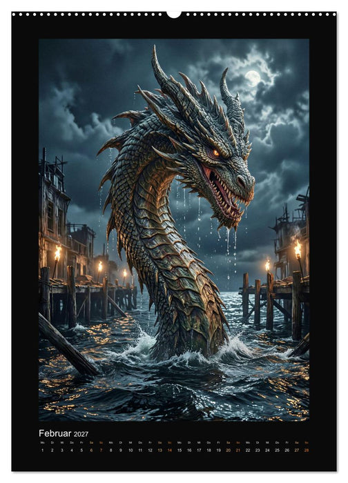 Drachen - Magische Herrscher, Dark‑Fantasy Wandkalender (CALVENDO Wandkalender 2027)