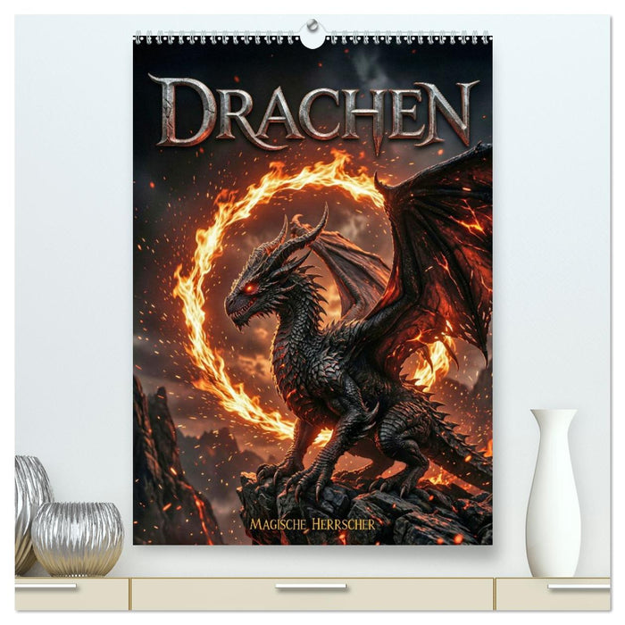 Drachen - Magische Herrscher, Dark‑Fantasy Wandkalender (CALVENDO Premium Wandkalender 2027)