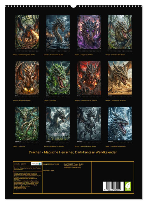 Drachen - Magische Herrscher, Dark‑Fantasy Wandkalender (CALVENDO Premium Wandkalender 2027)