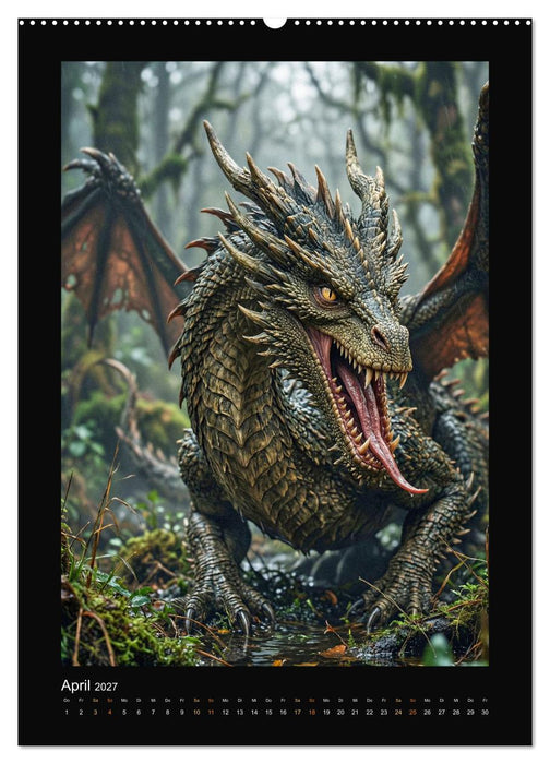 Drachen - Magische Herrscher, Dark‑Fantasy Wandkalender (CALVENDO Premium Wandkalender 2027)