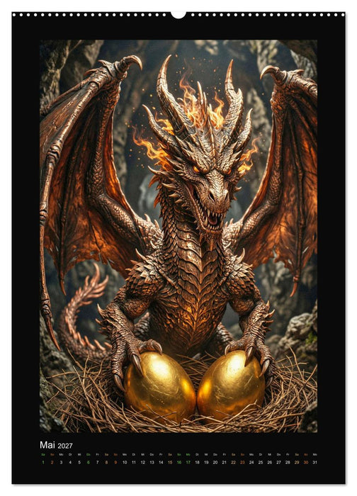 Drachen - Magische Herrscher, Dark‑Fantasy Wandkalender (CALVENDO Premium Wandkalender 2027)