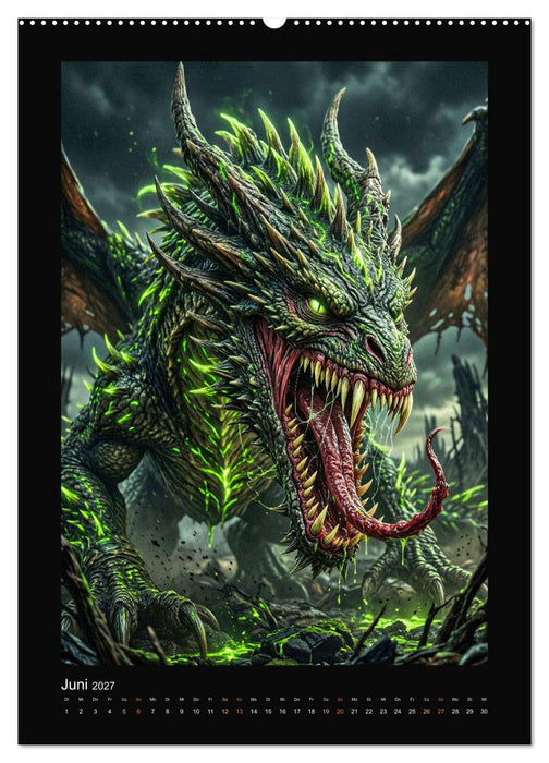 Drachen - Magische Herrscher, Dark‑Fantasy Wandkalender (CALVENDO Premium Wandkalender 2027)