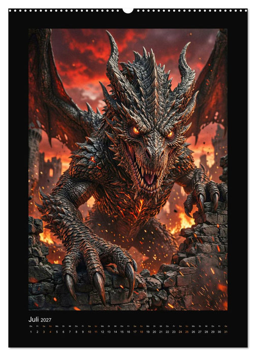 Drachen - Magische Herrscher, Dark‑Fantasy Wandkalender (CALVENDO Premium Wandkalender 2027)