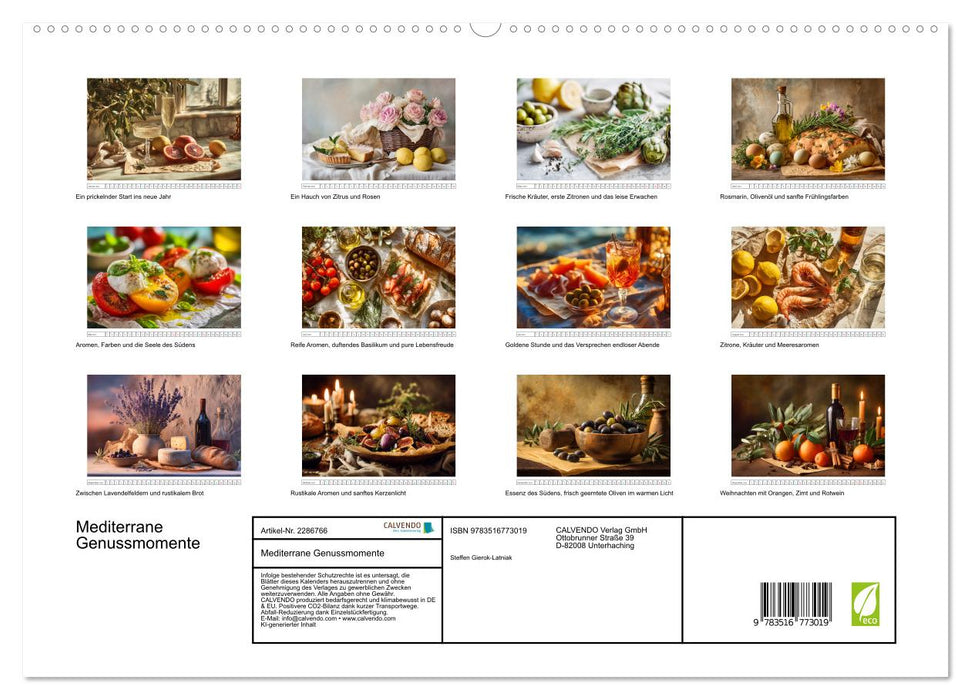 Mediterrane Genussmomente (CALVENDO Premium Wandkalender 2027)