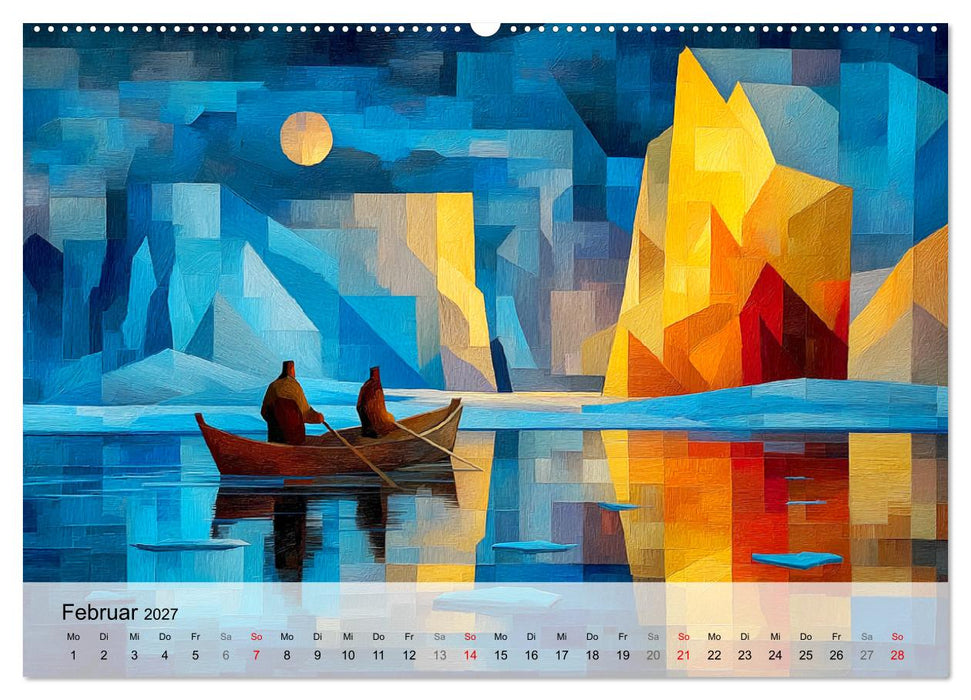 Nordlicht in Facetten. Die Arktis in geometrischer Bildsprache (CALVENDO Premium Wandkalender 2027)