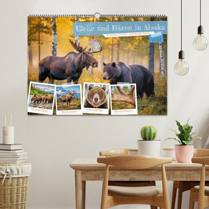 Elche und Bären in Alaska (CALVENDO Wandkalender 2027)