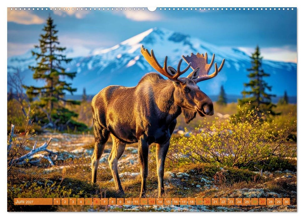 Elche und Bären in Alaska (CALVENDO Premium Wandkalender 2027)