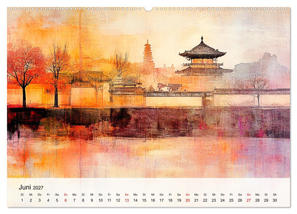 Japan. Eine künstlerische Reise im Aquarellstil (CALVENDO Wandkalender 2027)