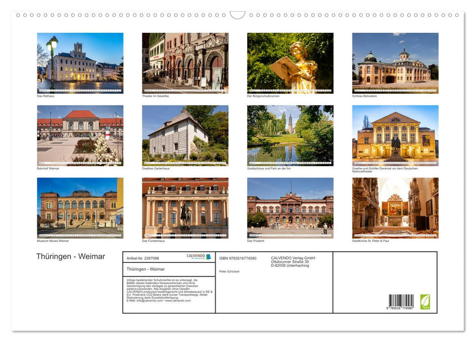 Thüringen - Weimar (CALVENDO Wandkalender 2027)