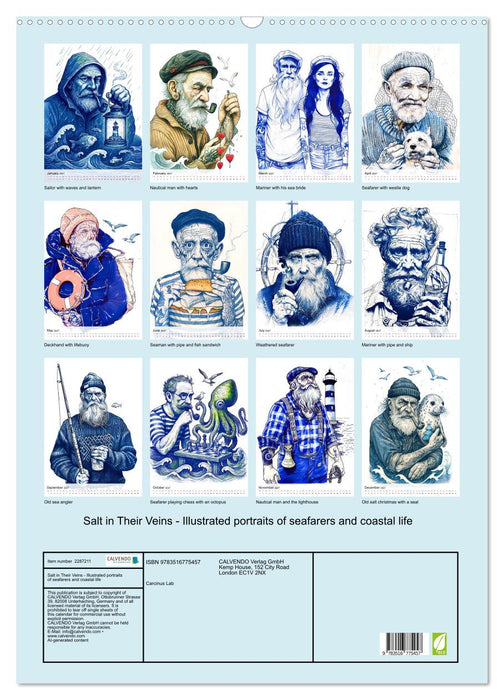 Salt in Their Veins - Illustrated portraits of seafarers and coastal life (CALVENDO Monthly Calendar 2027)