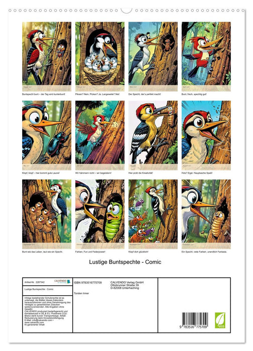 Lustige Buntspechte - Comic (CALVENDO Premium Wandkalender 2027)