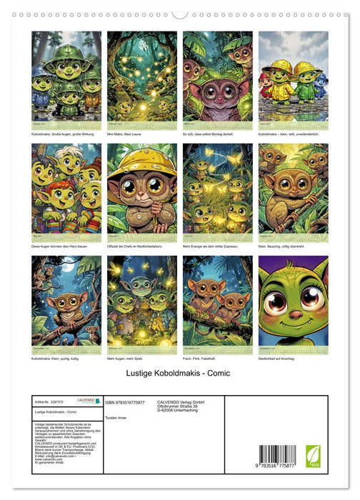 Lustige Koboldmakis - Comic (CALVENDO Premium Wandkalender 2027)
