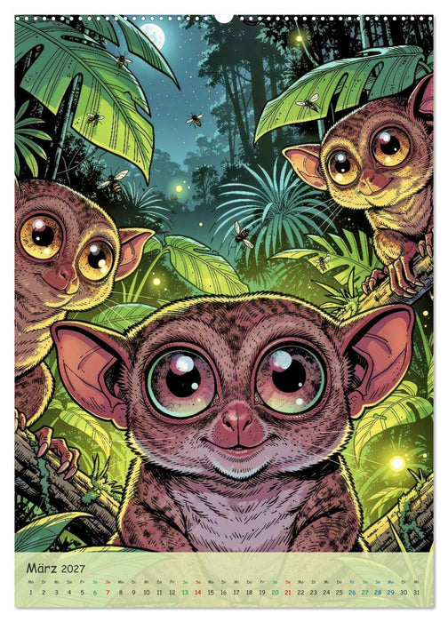 Lustige Koboldmakis - Comic (CALVENDO Premium Wandkalender 2027)