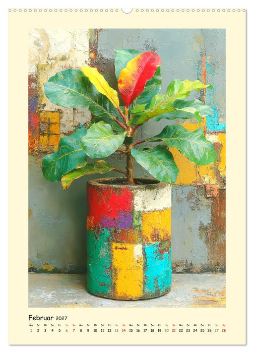 Pflanzenkunst. Mediterrane Farbakzente und florale Moderne (CALVENDO Premium Wandkalender 2027)