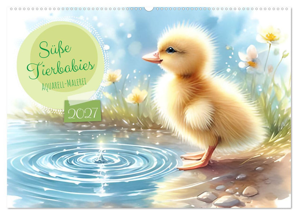 Süße Tierbabys - niedliche Illustrationen (CALVENDO Wandkalender 2027)