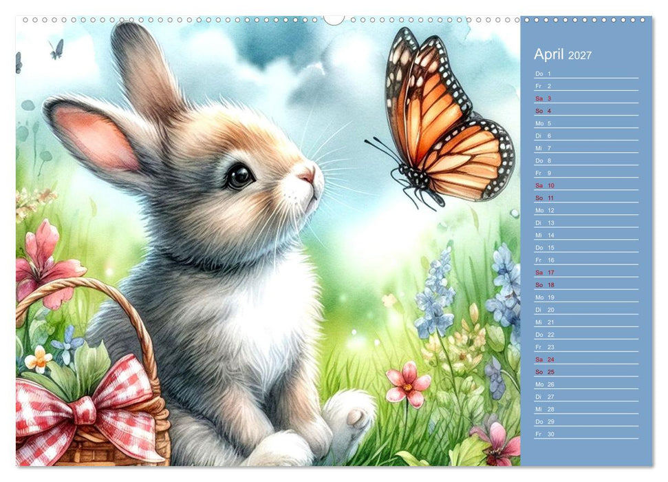 Süße Tierbabys - niedliche Illustrationen (CALVENDO Wandkalender 2027)
