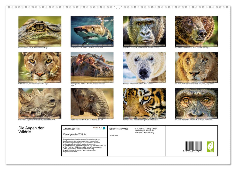 Die Augen der Wildnis (CALVENDO Premium Wandkalender 2027)