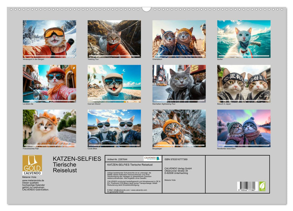 KATZEN-SELFIES Tierische Reiselust (CALVENDO Wandkalender 2027)