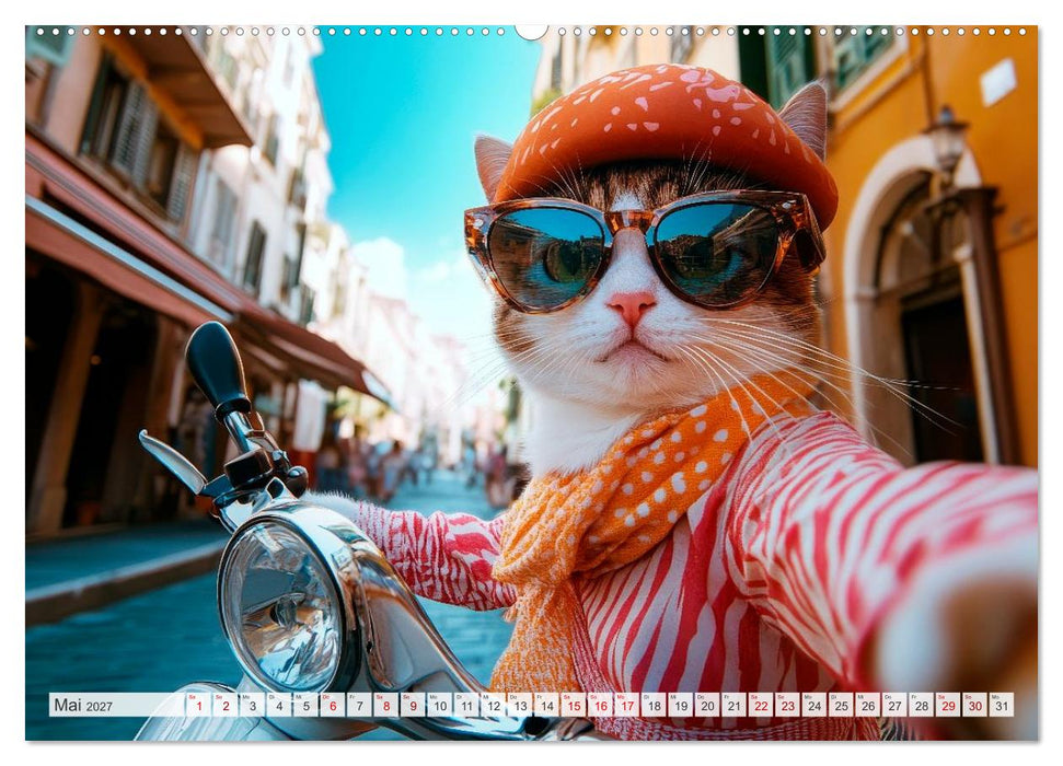 KATZEN-SELFIES Tierische Reiselust (CALVENDO Wandkalender 2027)