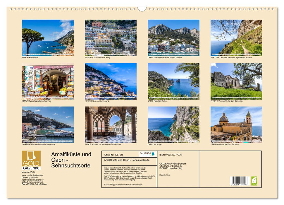 Amalfiküste und Capri - Sehnsuchtsorte (CALVENDO Wandkalender 2027)