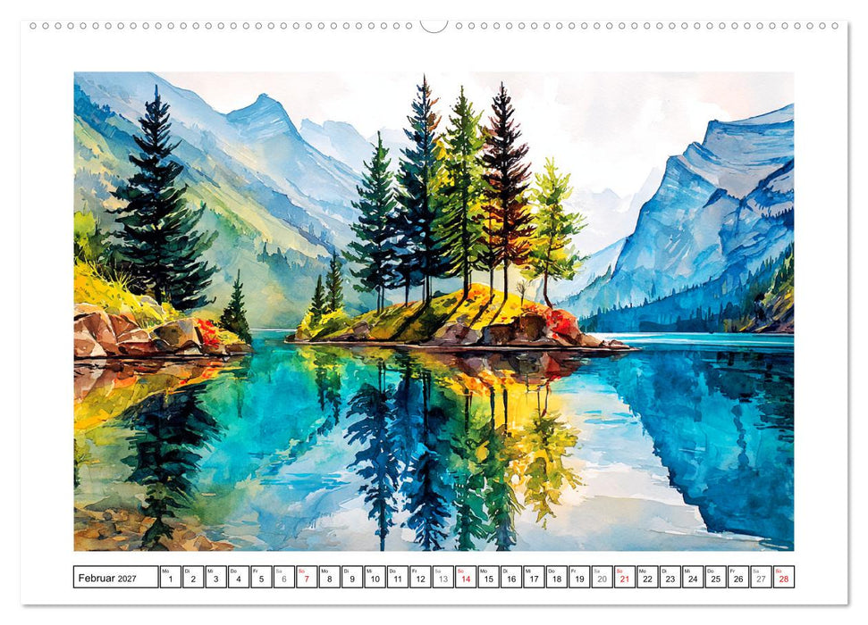 Kanada in Farben. Aquarelle zwischen Skyline und Wildnis (CALVENDO Wandkalender 2027)