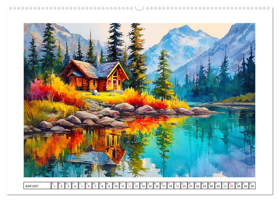 Kanada in Farben. Aquarelle zwischen Skyline und Wildnis (CALVENDO Wandkalender 2027)