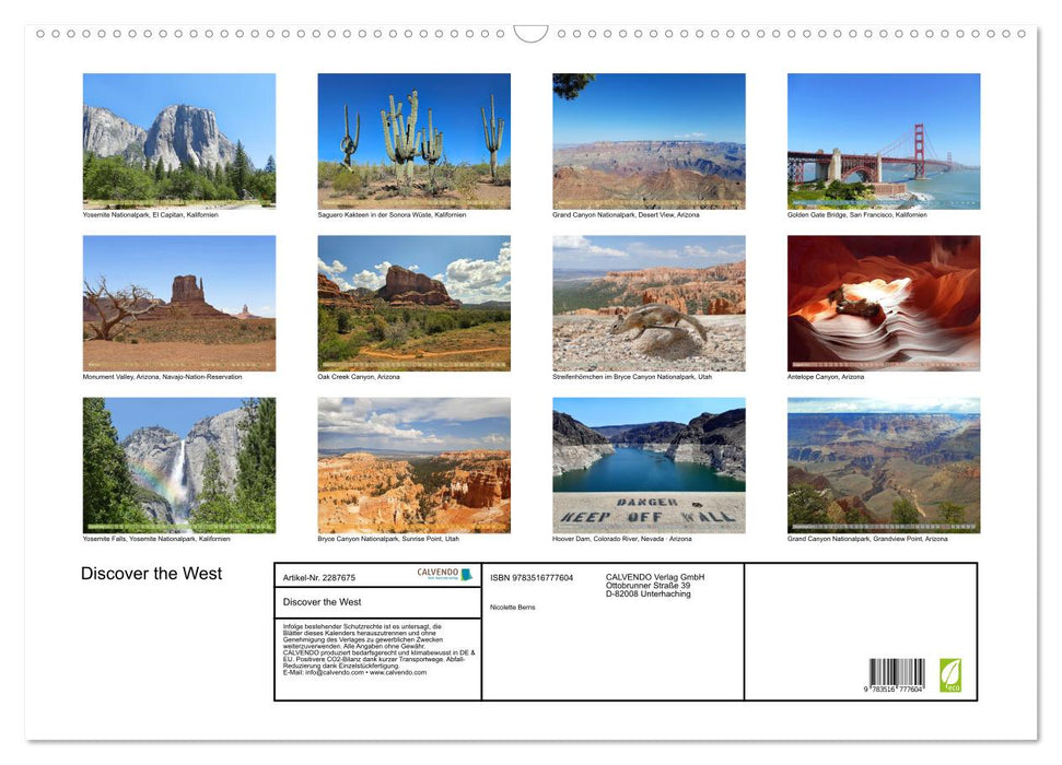 Discover the West (CALVENDO Wandkalender 2027)