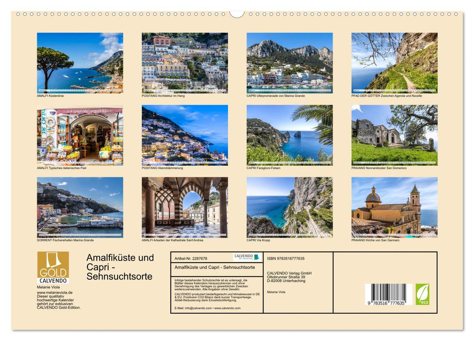 Amalfiküste und Capri - Sehnsuchtsorte (CALVENDO Premium Wandkalender 2027)