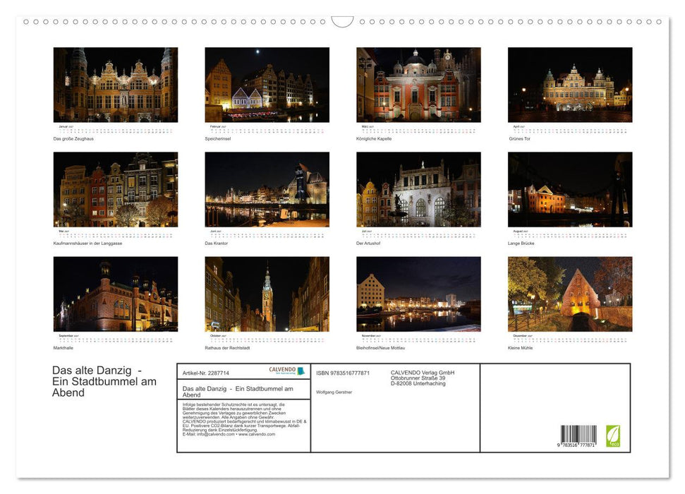 Das alte Danzig - Ein Stadtbummel am Abend (CALVENDO Wandkalender 2027)