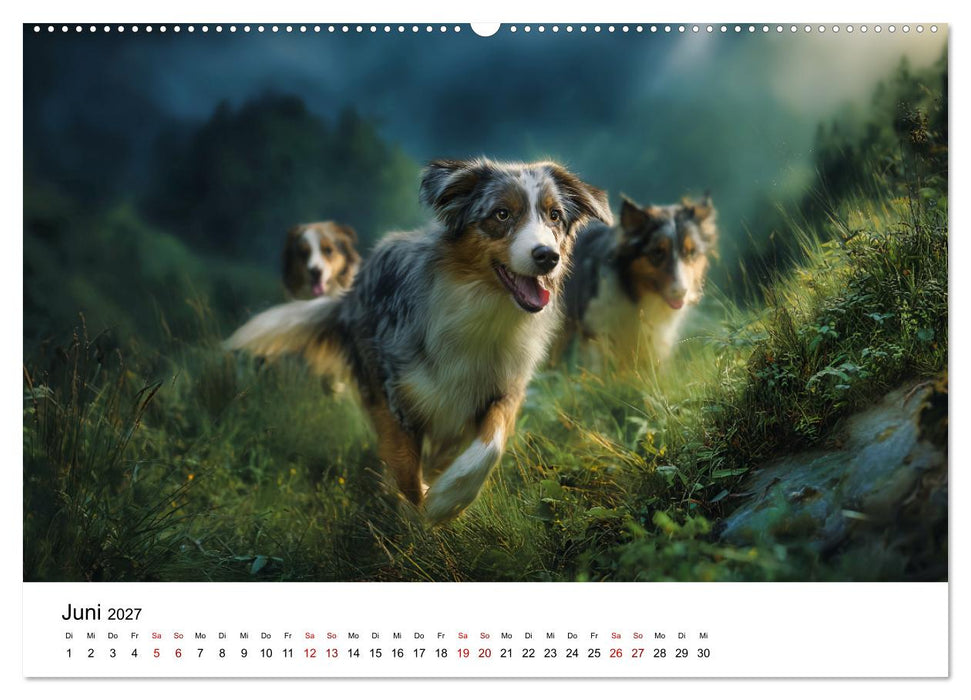 Born to run - Ein Jahr mit Australian Shepherds (CALVENDO Premium Wandkalender 2027)