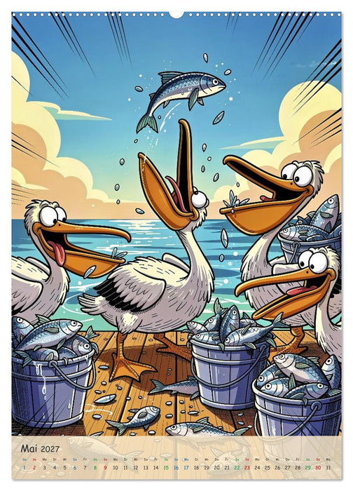 Lustige Pelikane - Comic (CALVENDO Wandkalender 2027)