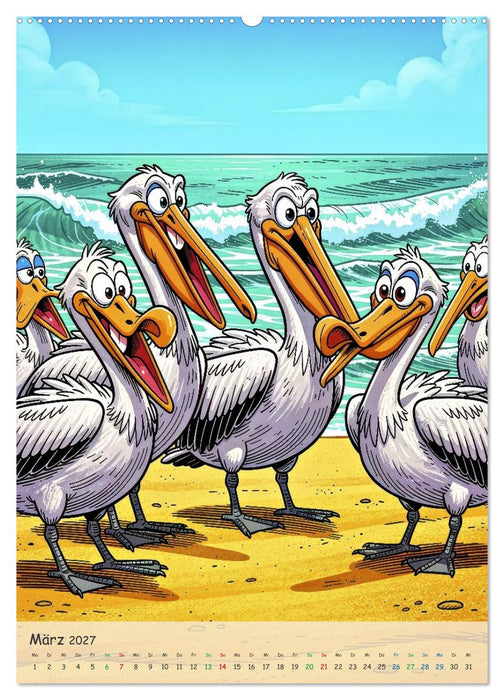 Lustige Pelikane - Comic (CALVENDO Premium Wandkalender 2027)