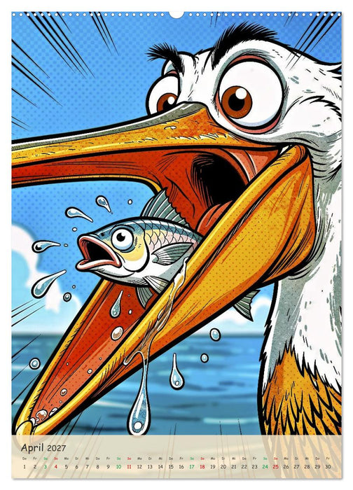 Lustige Pelikane - Comic (CALVENDO Premium Wandkalender 2027)