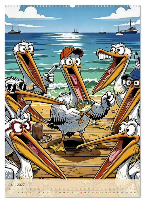 Lustige Pelikane - Comic (CALVENDO Premium Wandkalender 2027)