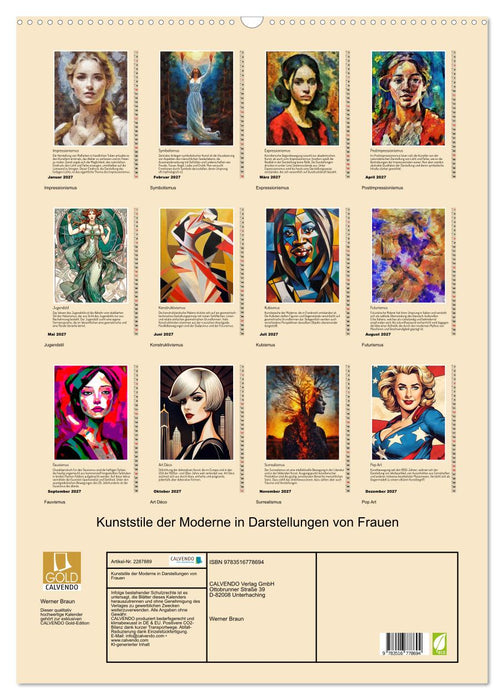 Kunststile der Moderne in Darstellungen von Frauen (CALVENDO Wandkalender 2027)