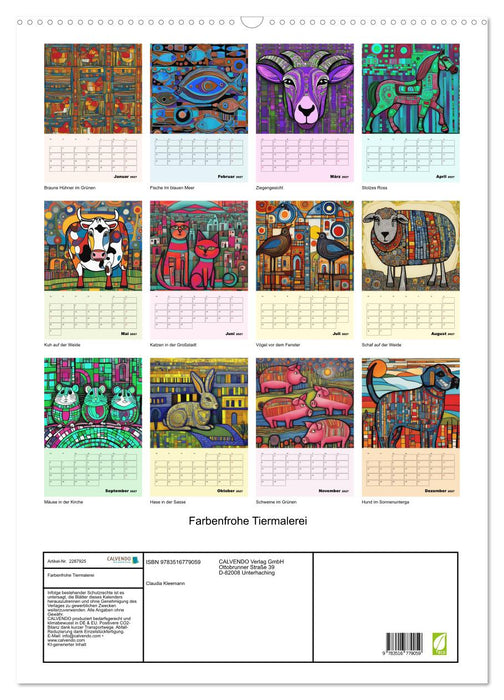 Farbenfrohe Tiermalerei (CALVENDO Wandkalender 2027)