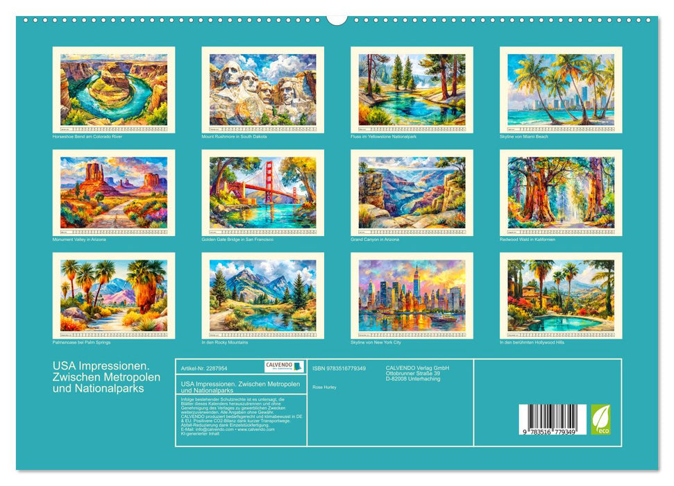 USA Impressionen. Zwischen Metropolen und Nationalparks (CALVENDO Premium Wandkalender 2027)