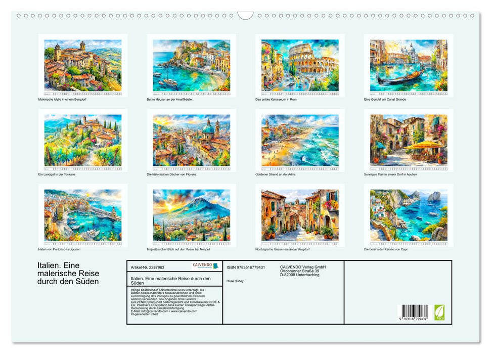 Italien. Eine malerische Reise durch den Süden (CALVENDO Wandkalender 2027)