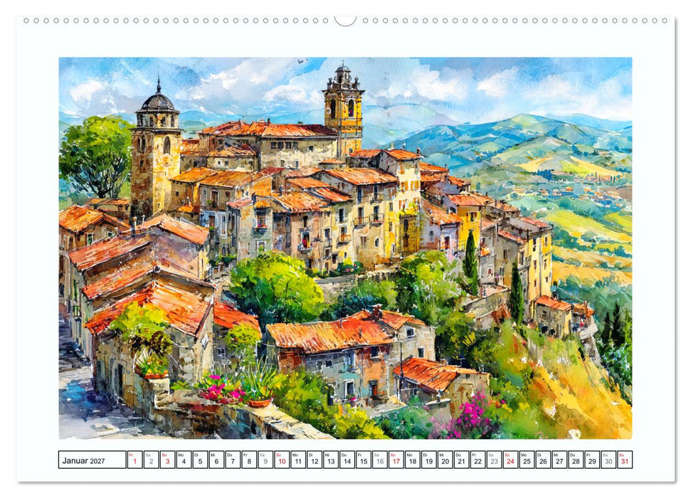 Italien. Eine malerische Reise durch den Süden (CALVENDO Premium Wandkalender 2027)