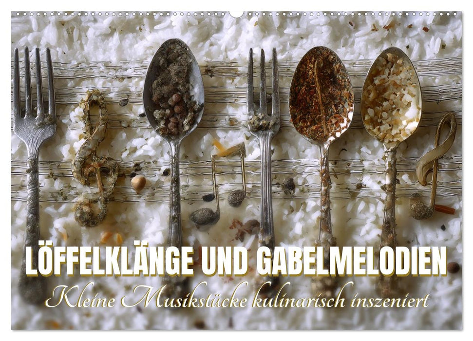 Löffelklänge und Gabelmelodien. Kleine Musikstücke kulinarisch inszeniert (CALVENDO Wandkalender 2027)