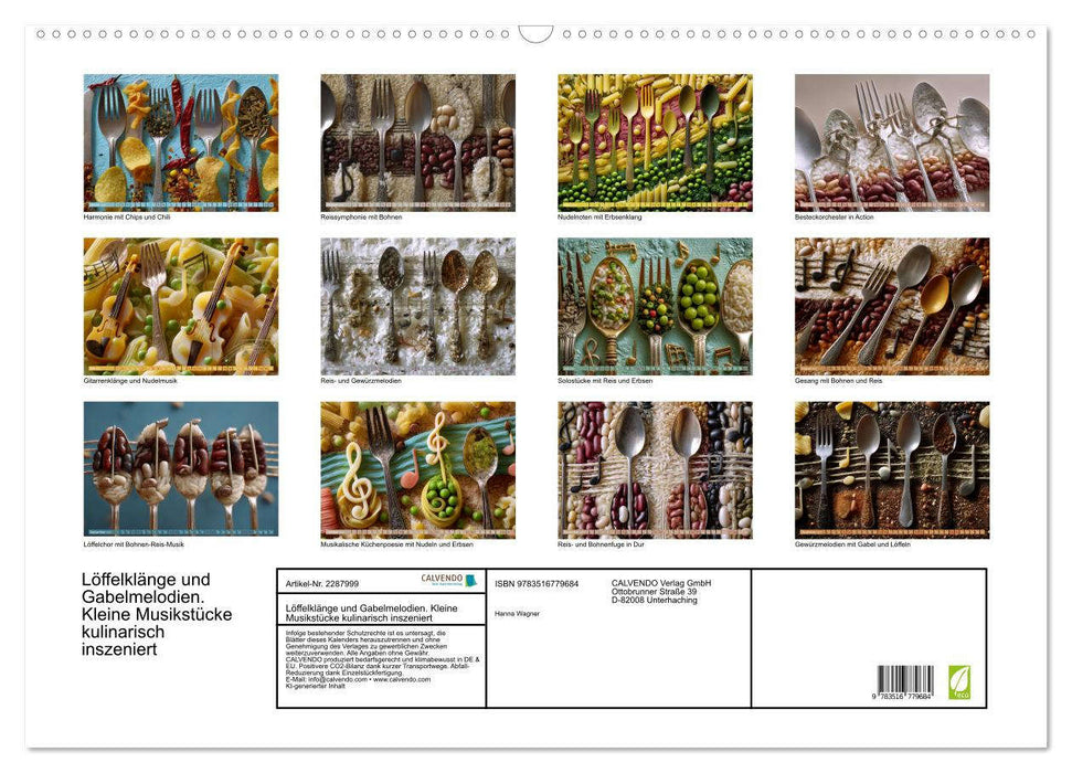 Löffelklänge und Gabelmelodien. Kleine Musikstücke kulinarisch inszeniert (CALVENDO Wandkalender 2027)