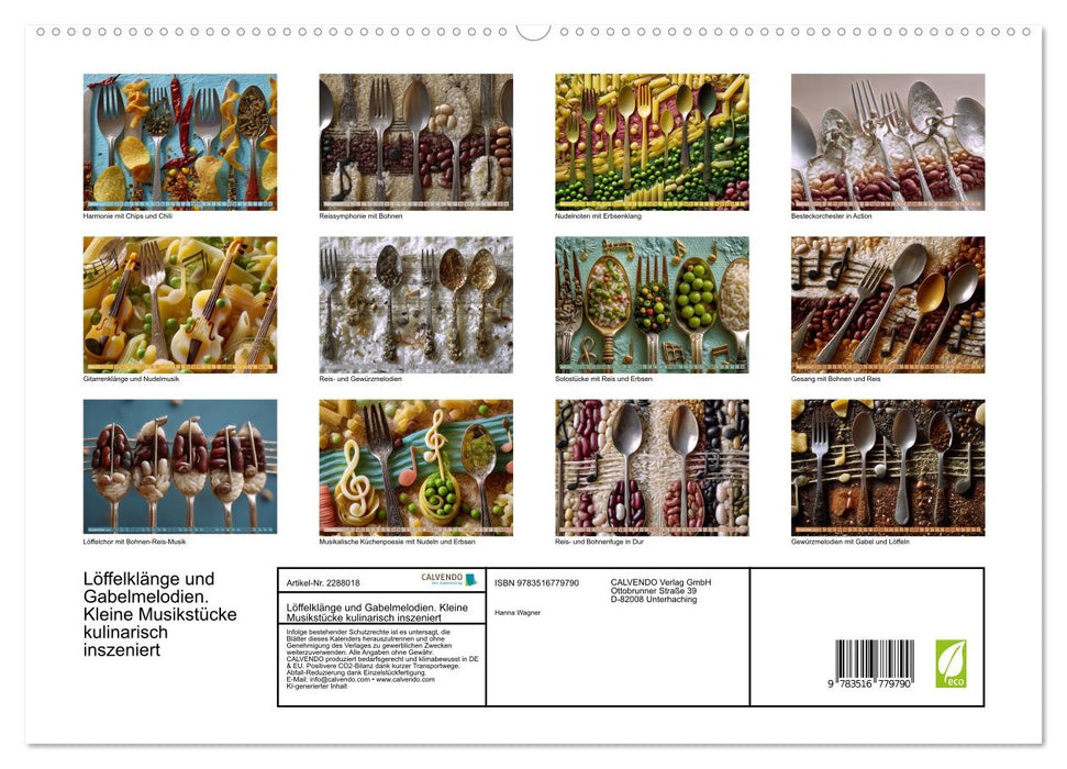 Löffelklänge und Gabelmelodien. Kleine Musikstücke kulinarisch inszeniert (CALVENDO Premium Wandkalender 2027)