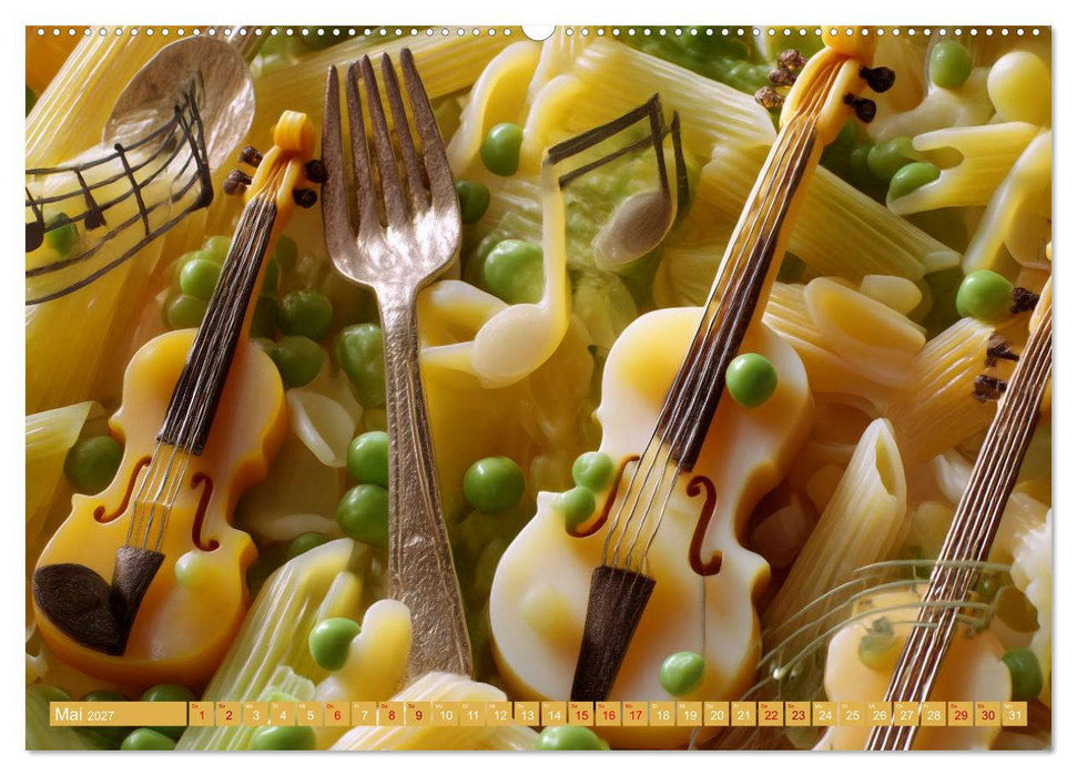 Löffelklänge und Gabelmelodien. Kleine Musikstücke kulinarisch inszeniert (CALVENDO Premium Wandkalender 2027)