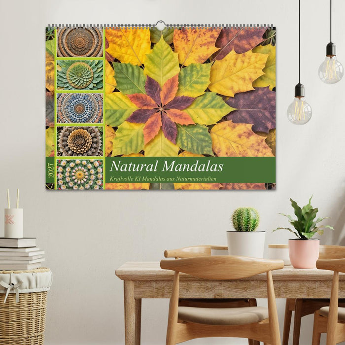 Natural Mandalas - Kraftvolle KI Mandalas aus Naturmaterialien (CALVENDO Wandkalender 2027)