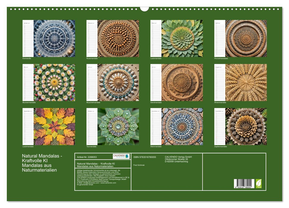 Natural Mandalas - Kraftvolle KI Mandalas aus Naturmaterialien (CALVENDO Wandkalender 2027)